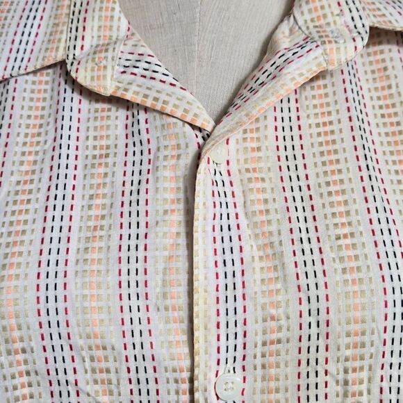Claiborne White with Multicolored Stripes Button Down Shirt - Picture 2 of 7